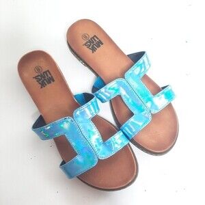 Muk Luks Sandals Blue Brown Size 8